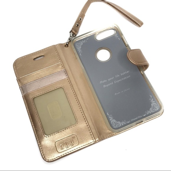 7 Plus iPhone 2 in 1 Wallet Case Rose Gold Vofolen - Picture 5 of 8